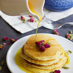 Rosewater Cardamom Pancakes + Saffron Syrup • Unicorns in the kitchen