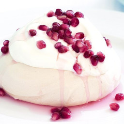 Rosewater meringues with pomegranate syrup