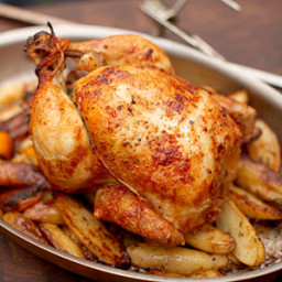 Rotisserie Chicken with Lemon, Garlic and Fresh Bay Leaves