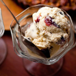 Rum Cranberry Ice Cream With Walnuts and Chocolate Chunks