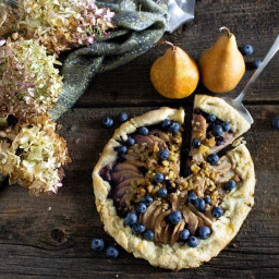 Rustic Pear Galette With Blueberries