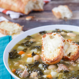 Rustic Tuscan-Style Sausage, White Bean and Kale Soup