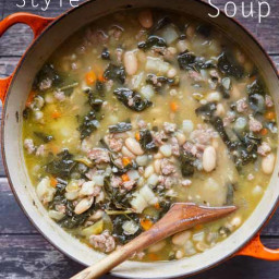 Rustic Tuscan-Style Sausage, White Bean, and Kale Soup