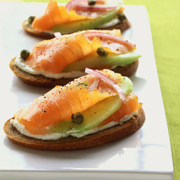 Rye Toasts with Smoked Salmon, Cucumber, and Red Onion