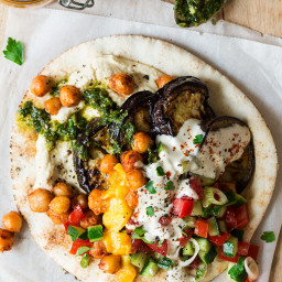 Sabih with spiced chickpeas