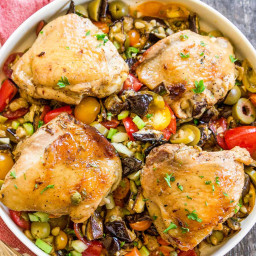 Sheet Pan Chicken with Roasted Eggplant Caponata