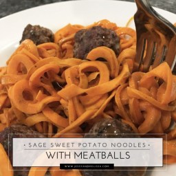Sage Sweet Potato Noodles with Meatballs