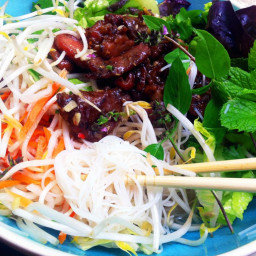 Salad Recipe : Vietnamese Noodle Salad w/Coconut Lemongrass BBQ Pork(Bun Th