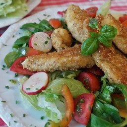Salad with Crispy Chicken Fingers