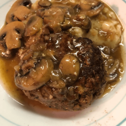 Salisbury Steak Garlic Mash Potatoes Mushroom & Onion gravy