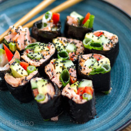 Salmon and Avocado Nori Rolls (Paleo Sushi)