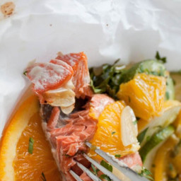 Salmon Baked in Parchment with Orange, Zucchini, and Summer Squash