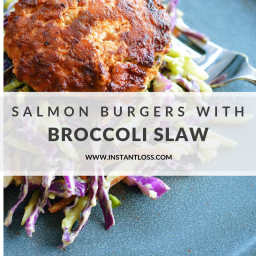 Salmon Burgers with Broccoli Slaw