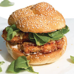 Salmon Cake Sandwiches with Watercress and Miso Dressing