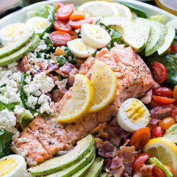Salmon Cobb Salad with Spinach and Feta
