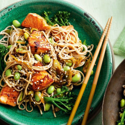 Salmon, ginger and soba noodle stir-fry