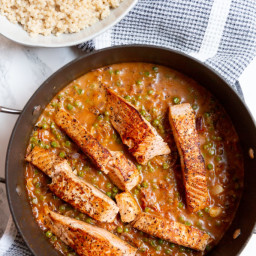 Salmon in Sundried Tomato Cream Sauce with Pearl Couscous