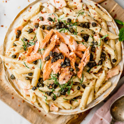 Salmon Pasta with Fried Capers