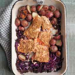 Salmon, Red Cabbage, and New Potatoes
