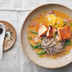 Salmon soba with ginger citrus dressing