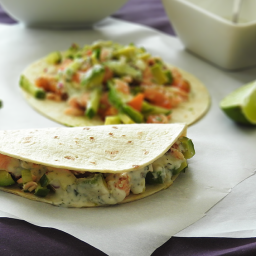 Salmon Tacos with Cucumber and Tomato Salsa