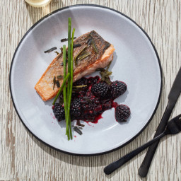 Salmon With Crushed Blackberries and Seaweed