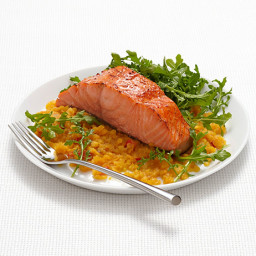 Salmon With Curried Lentils