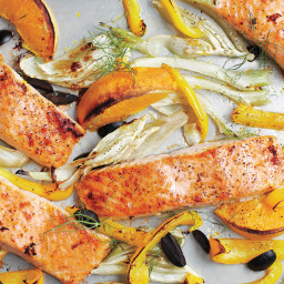 Salmon with Fennel, Bell Pepper, and Olives