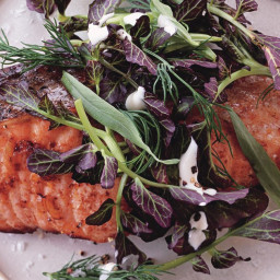 Salmon with Lemon-Pepper Sauce and Watercress-Herb Salad