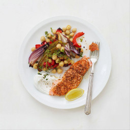 Salmon with Roasted Chickpeas and Veggies