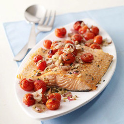 Salmon with Roasted Tomatoes and Shallots