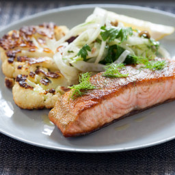 Salmonwith Fennel Two Ways and Cauliflower Steak