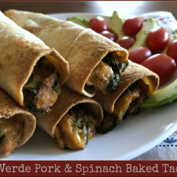 Salsa Verde Pork & Spinach Baked Taquitos -- A Leftovers Recipe