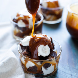 Salted Caramel Brownie Trifles with Whipped Cream