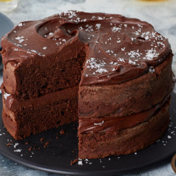 Salted Dark Chocolate Cake With Ganache Frosting