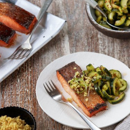 Salty-Sweet Salmon With Ginger and Spicy Cucumber Salad