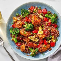 Sambal Chicken & Quinoa “Fried Rice” with Broccoli & Bell Pepper