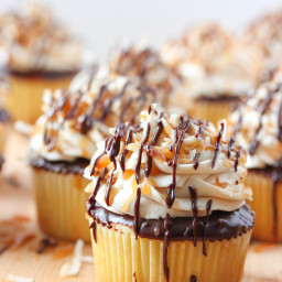 samoa cupcakes with caramel buttercream frosting