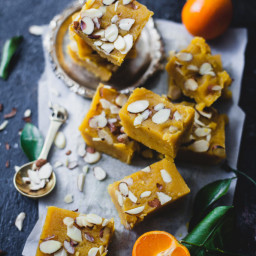 Santra Badam Barfi (Orange Almond Fudge)