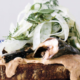 Sardine Toasts With Tomato Mayonnaise and Fennel