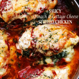 Saucy Spinach and Cottage Cheese Stuffed Chicken