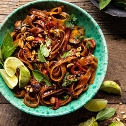 Saucy Thai Summer Noodle Stir Fry with Sesame Peanuts