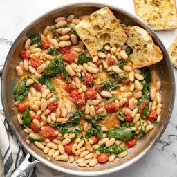 Saucy White Beans with Spinach