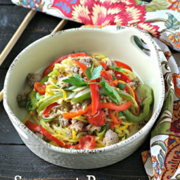 Sausage and Peppers over Zucchini Noodles