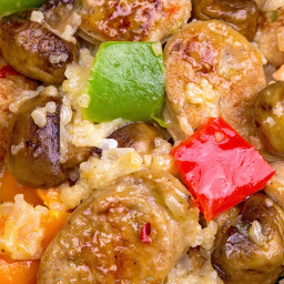 Sausage and Peppers with Cheesy Rice