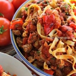 Sausage and Roasted Pepper Linguine