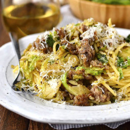 Sausage, Brussels Sprouts and Parmesan Pasta