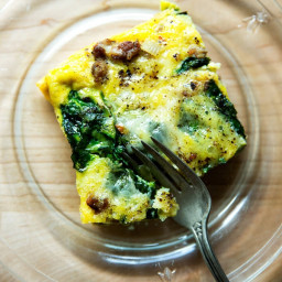 sausage, egg, and cheese casserole with spinach