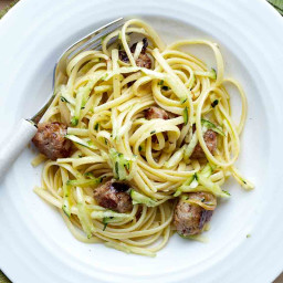 Sausage linguine with courgette and garlic