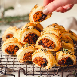 Sausage rolls with sweet potato and caramelised onion